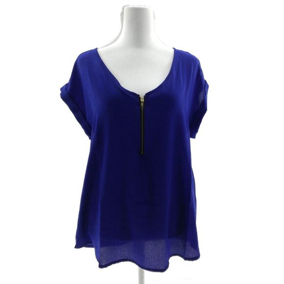 Sage & Vicky Blue V Neck Cap Sleeve Top - Women's Size Large- Business Casual - Picture 1 of 3